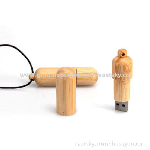 Wood Pill Style USB Flash Drive, USB2.0 Interface, USB3.0 for Option, OEM Services are Welcome